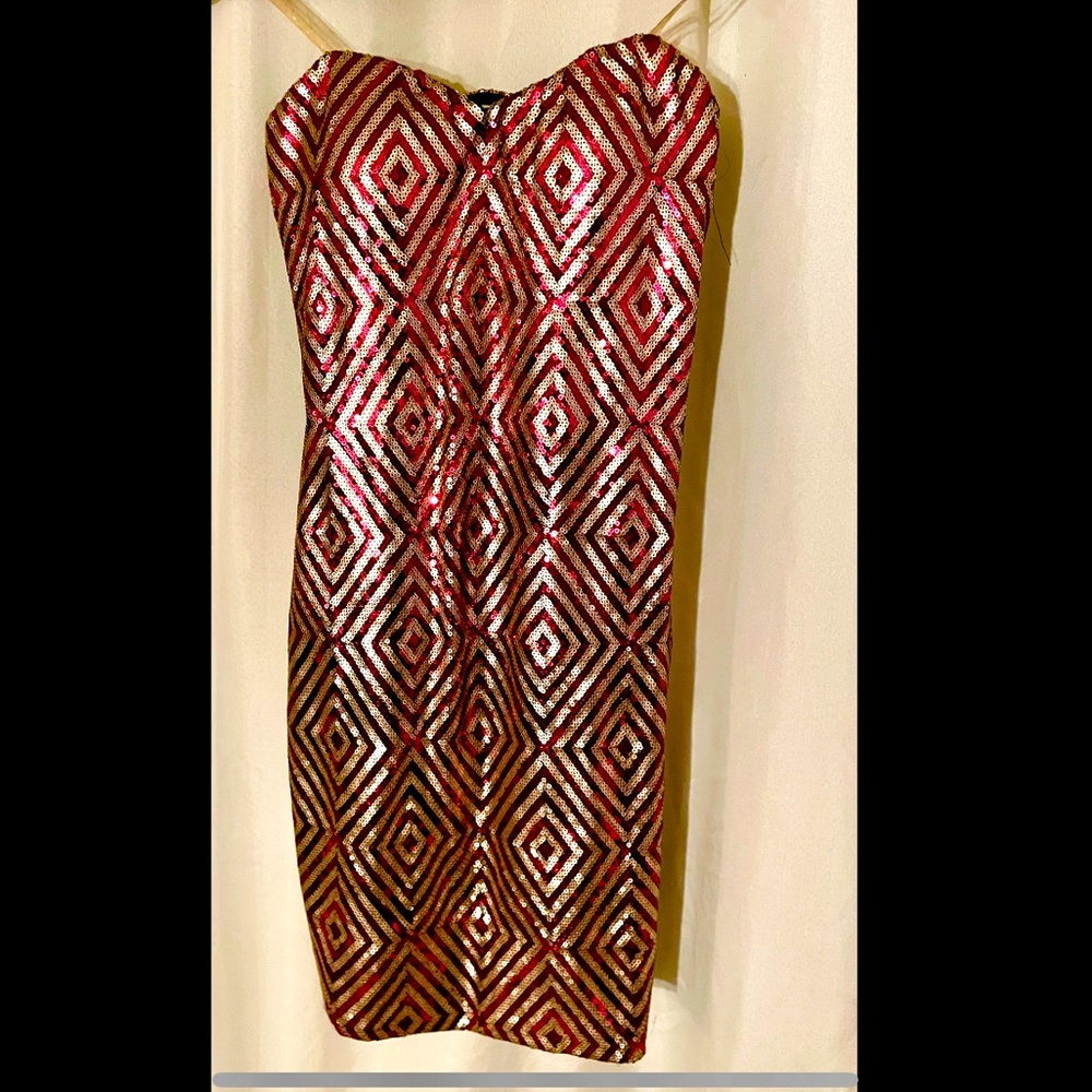 Sequined party dress! Strapless Cocktail, retro, nightclub. New. Prom, dance.